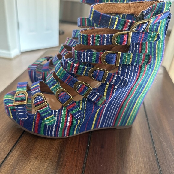 Jeffrey Campbell Multicolor Striped Wedges Size 6 - Picture 7 of 7